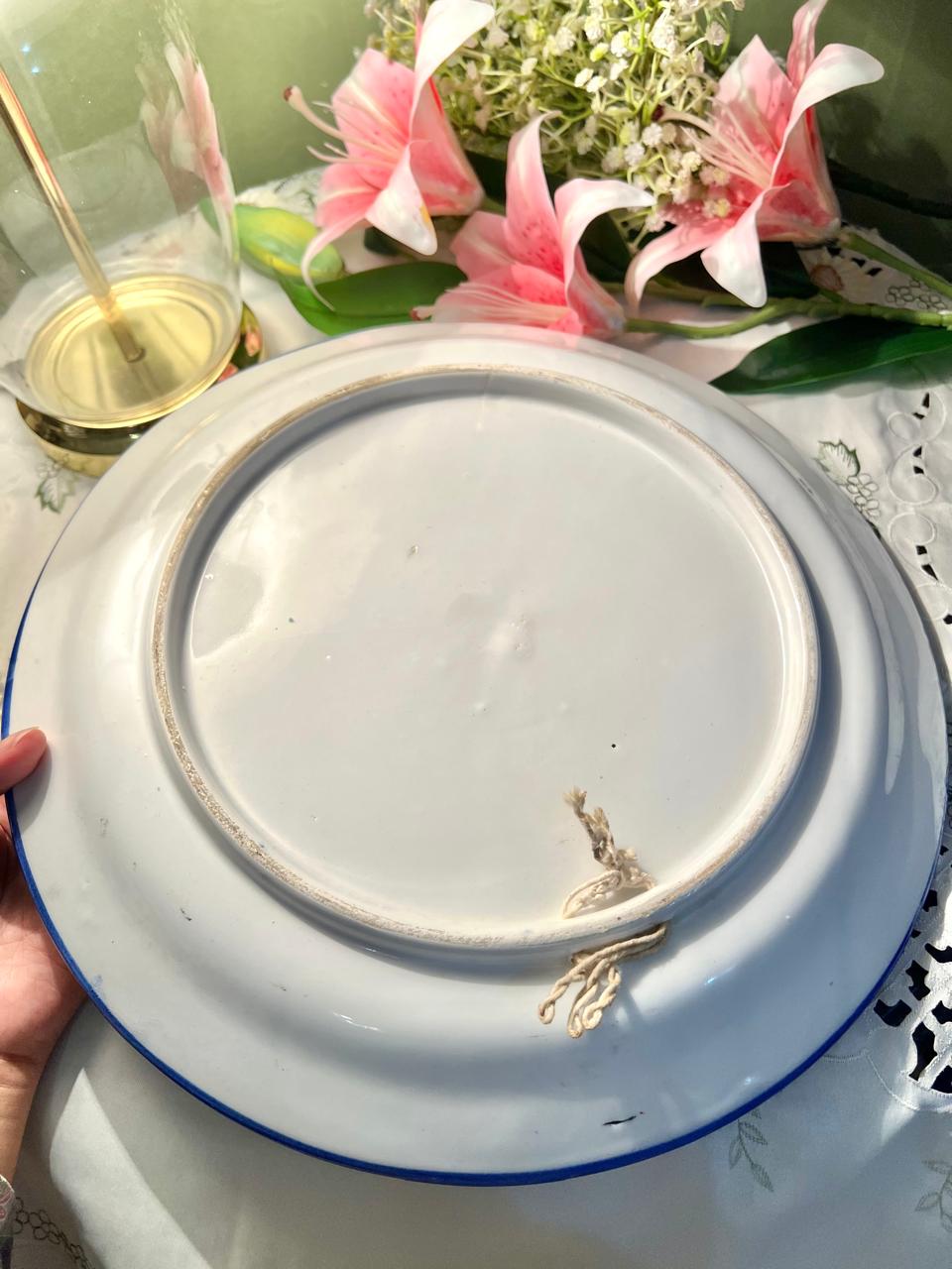 Large Hand-Painted Floral Ceramic Decor plate  Approx. 14 in