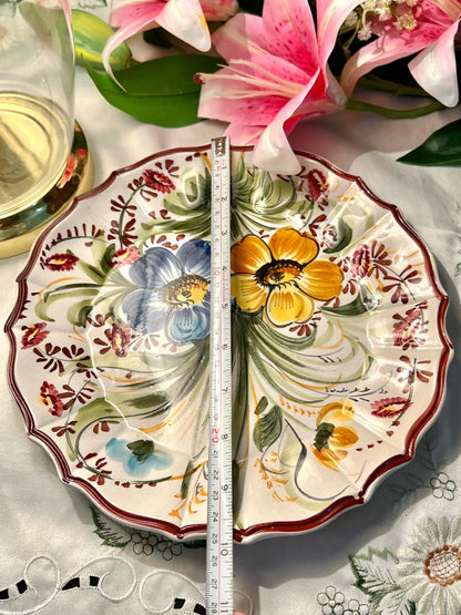 Bassano Italy Hand-Painted Floral Ceramic Wall Plate, Approx. 10 in