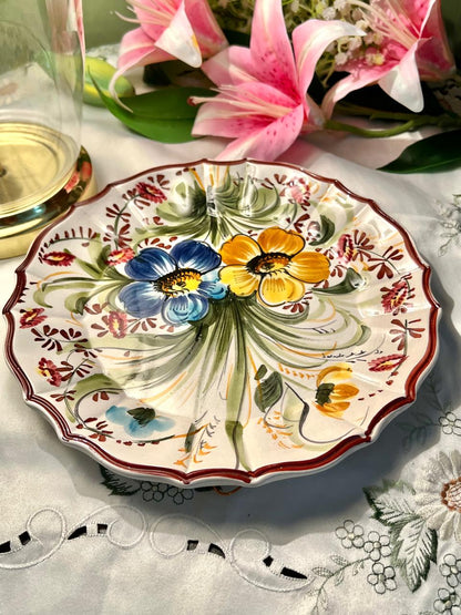Bassano Italy Hand-Painted Floral Ceramic Wall Plate, Approx. 10 in