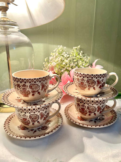 Johnson Bros Jamestown Staffordshire 4 Cup & Saucer Set