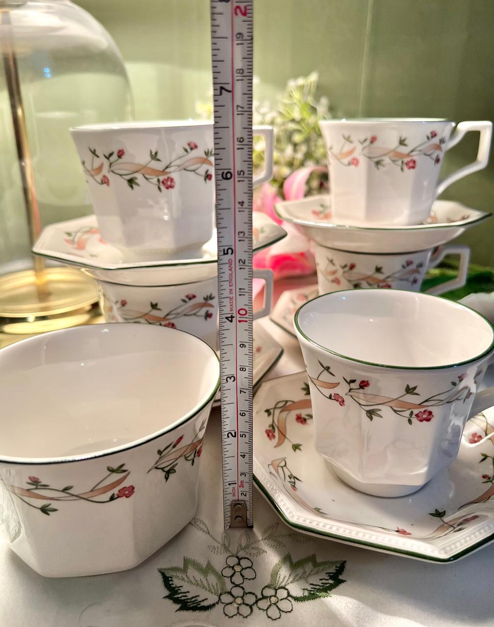 Johnson Bro’s Eternal Beau Cup & Saucer Set, 11-Piece, 3.5 in