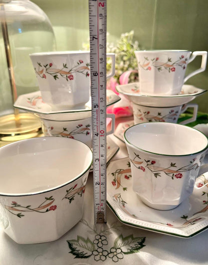 Johnson Bro’s Eternal Beau Cup & Saucer Set, 11-Piece, 3.5 in