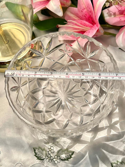 Vintage Clear Crystal Cut Starburst Large Serving Bowl – 7 Inch