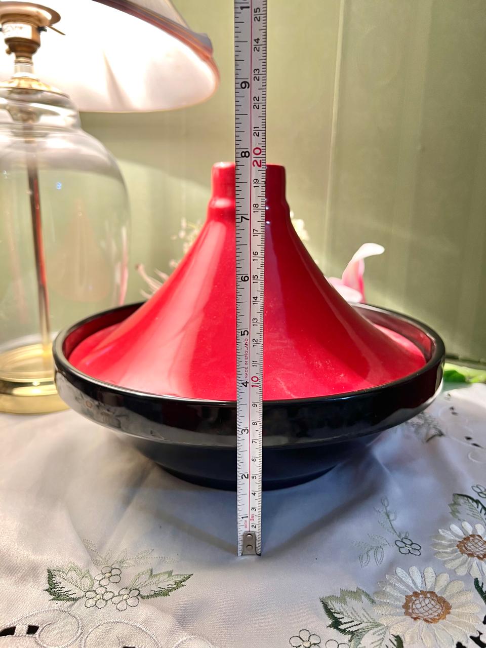 Large Red & Black Tagine, Approx. 8 in × 10 in