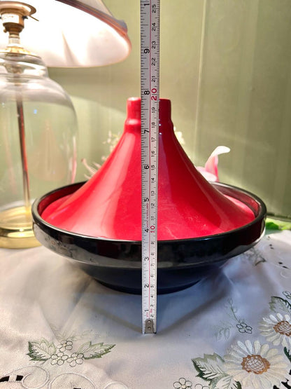 Large Red & Black Tagine, Approx. 8 in × 10 in