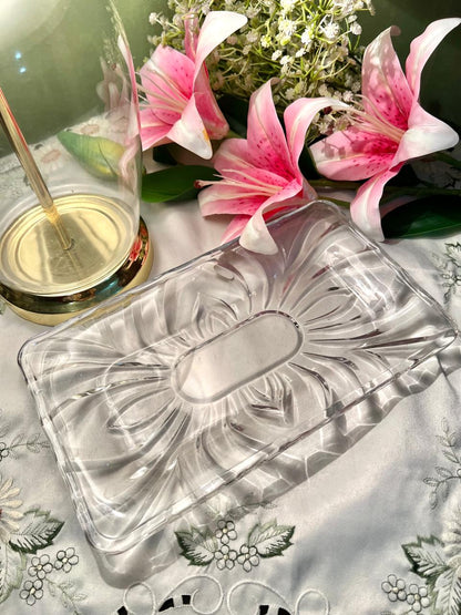 Vintage Clear Crystal Rectangular Serving Tray 11 in