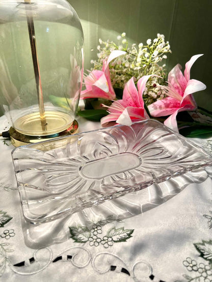 Vintage Clear Crystal Rectangular Serving Tray 11 in