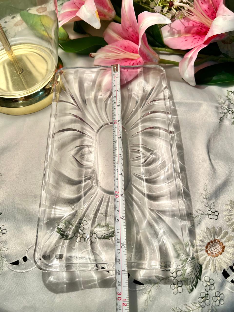 Vintage Clear Crystal Rectangular Serving Tray 11 in