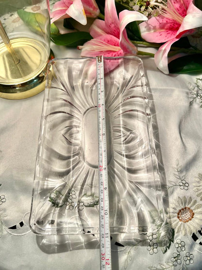 Vintage Clear Crystal Rectangular Serving Tray 11 in