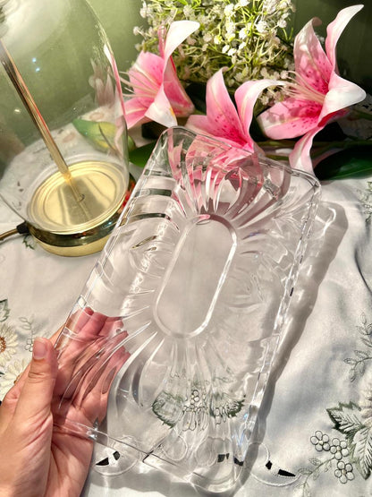 Vintage Clear Crystal Rectangular Serving Tray 11 in