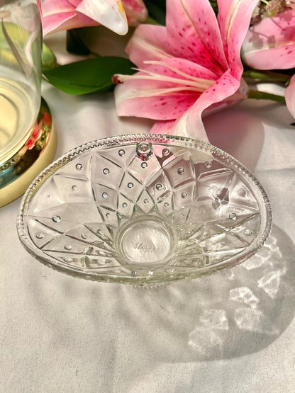 Vintage Clear Crystal Basket Bowl 5.5 in