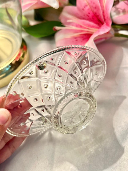 Vintage Clear Crystal Basket Bowl 5.5 in