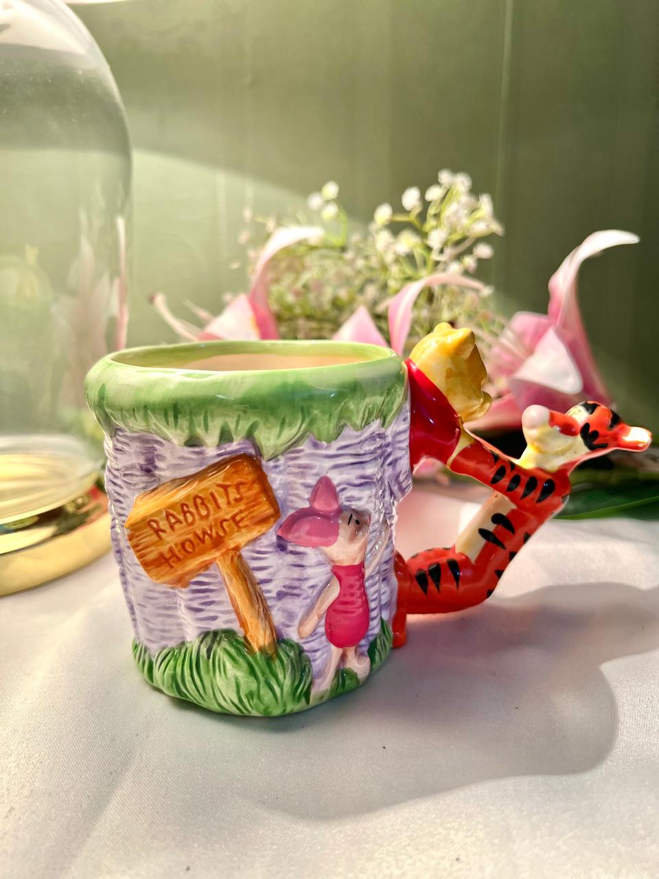 Hand Painted Rabbit’s House Character Ceramic Mug, Multicolour, 4 in