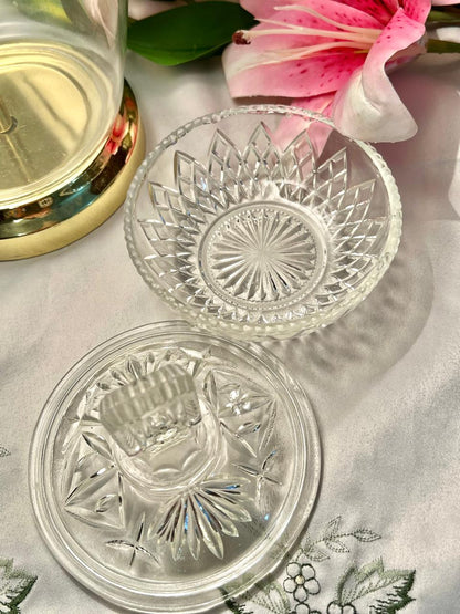 Vintage Clear Crystal Lidded Bowl 4.5 in