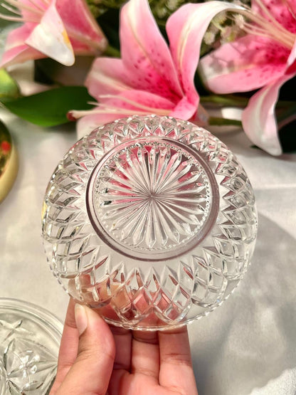 Vintage Clear Crystal Lidded Bowl 4.5 in