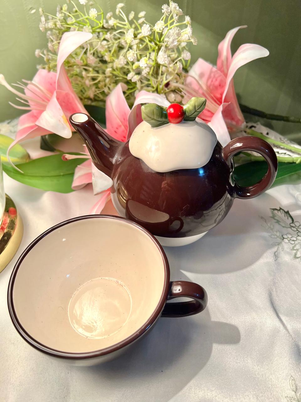 Hand Painted Tea-for-One Teapot & Cup Set, 3-Piece, 5.5 in