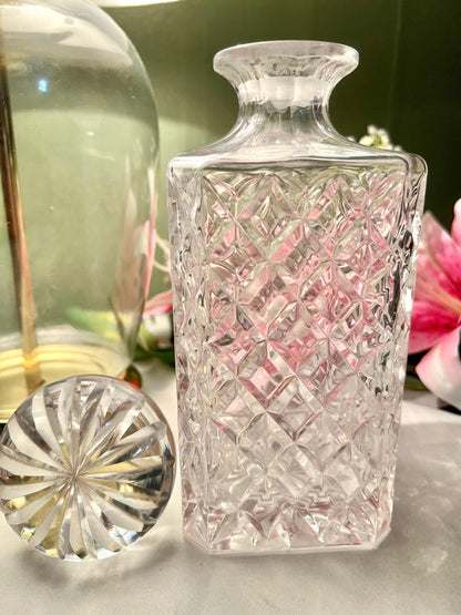 Vintage Clear Crystal Decanter with Stopper 10 in