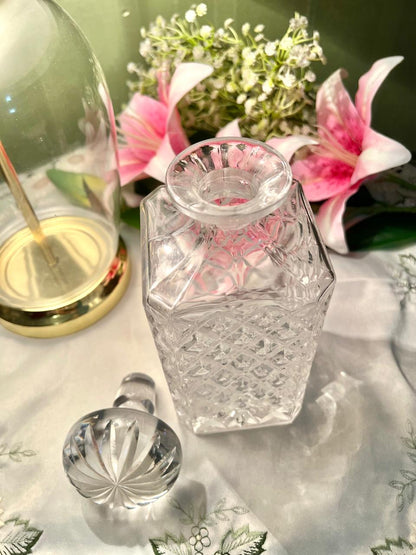 Vintage Clear Crystal Decanter with Stopper 10 in