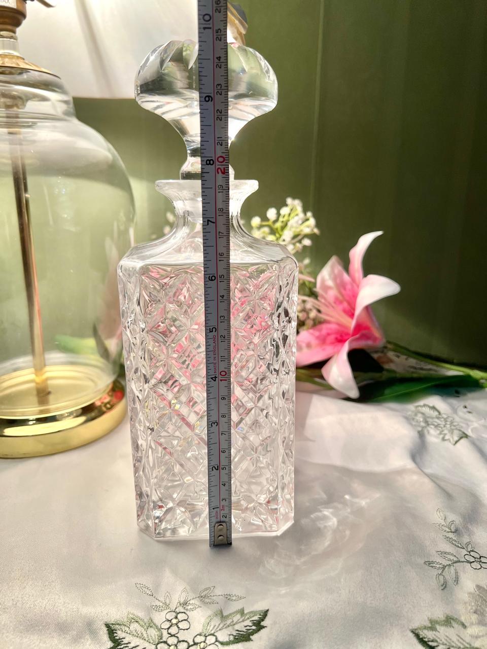 Vintage Clear Crystal Decanter with Stopper 10 in