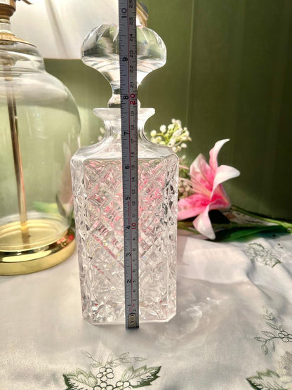 Vintage Clear Crystal Decanter with Stopper 10 in