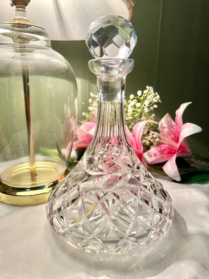 9.5" Clear Crystal Decanter with Faceted Stopper