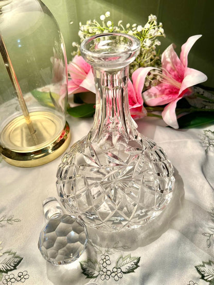 9.5" Clear Crystal Decanter with Faceted Stopper