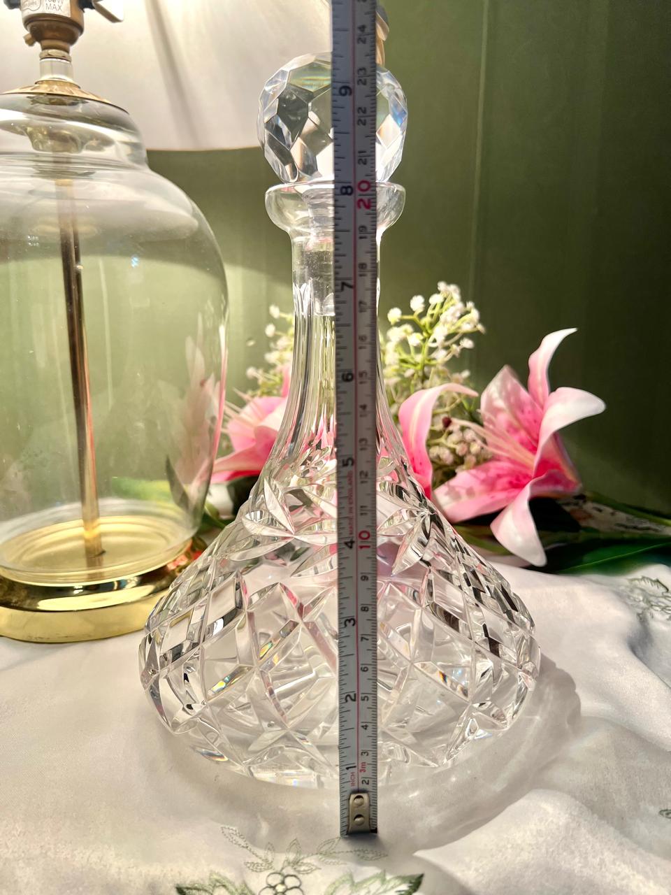 9.5" Clear Crystal Decanter with Faceted Stopper