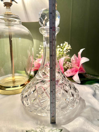 9.5" Clear Crystal Decanter with Faceted Stopper