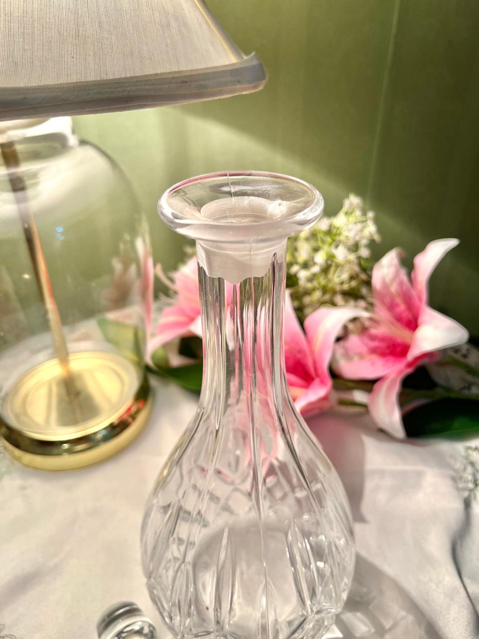 12" Clear Crystal Decanter with Faceted Stopper