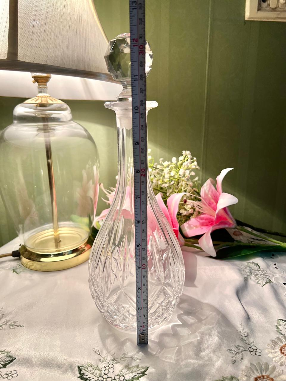 12" Clear Crystal Decanter with Faceted Stopper