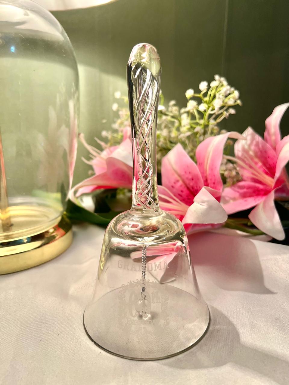 7" Clear Crystal Hand Bell with Twisted Handle