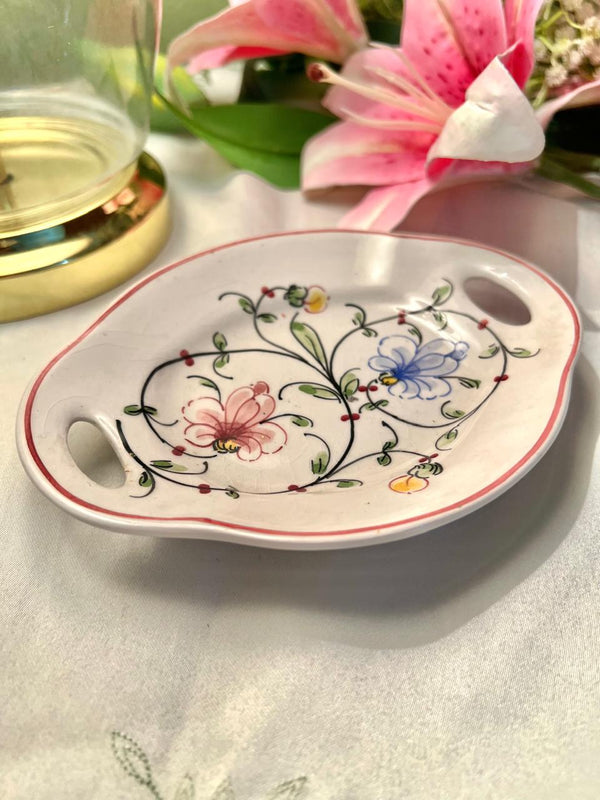 Hand-Painted Portugal Floral Ceramic Dish, 1-Piece, 7 in