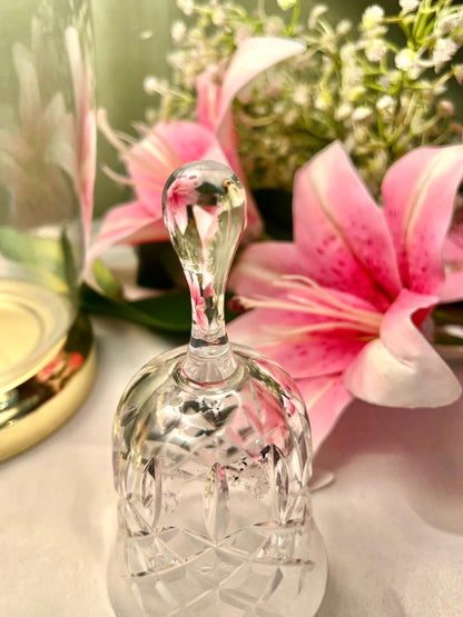 6" Clear Crystal Hand Bell with Geometric Cut Design