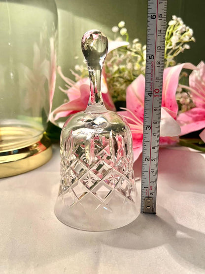 6" Clear Crystal Hand Bell with Geometric Cut Design