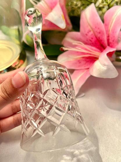 6" Clear Crystal Hand Bell with Geometric Cut Design