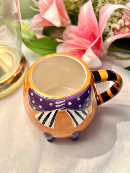 Hand Painted Hallow Scream Orange Novelty Ceramic Mug, 1-Piece, Approx. 4 in