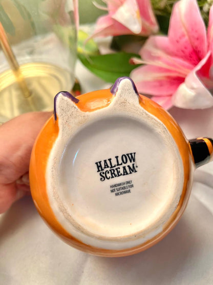 Hand Painted Hallow Scream Orange Novelty Ceramic Mug, 1-Piece, Approx. 4 in