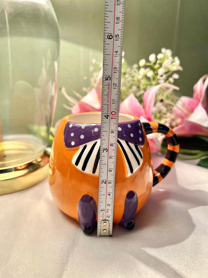 Hand Painted Hallow Scream Orange Novelty Ceramic Mug, 1-Piece, Approx. 4 in