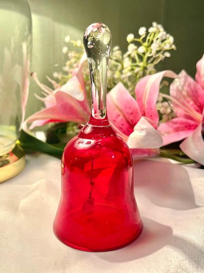 6" Red Crystal Hand Bell with Clear Handle