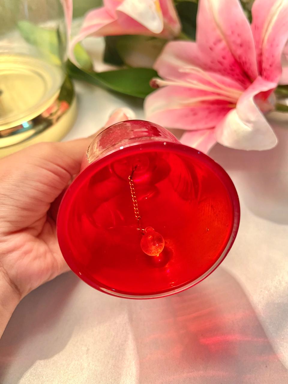 6" Red Crystal Hand Bell with Clear Handle