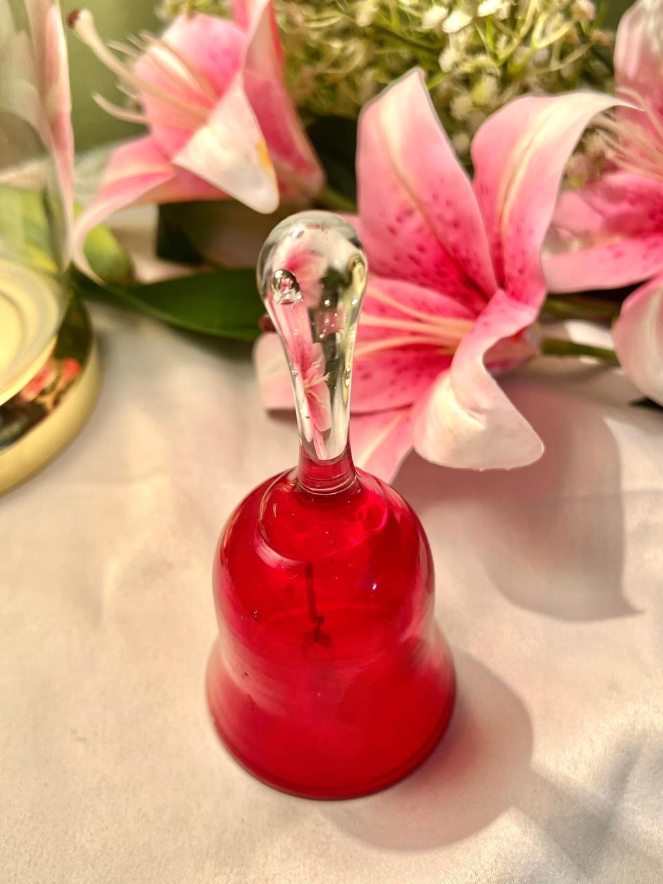 6" Red Crystal Hand Bell with Clear Handle