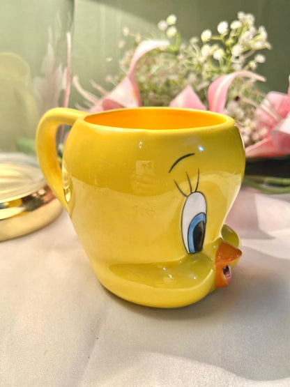 Hand Painted Applause Warner Bros Tweety Yellow Ceramic Mug, 1-Piece, 4 in