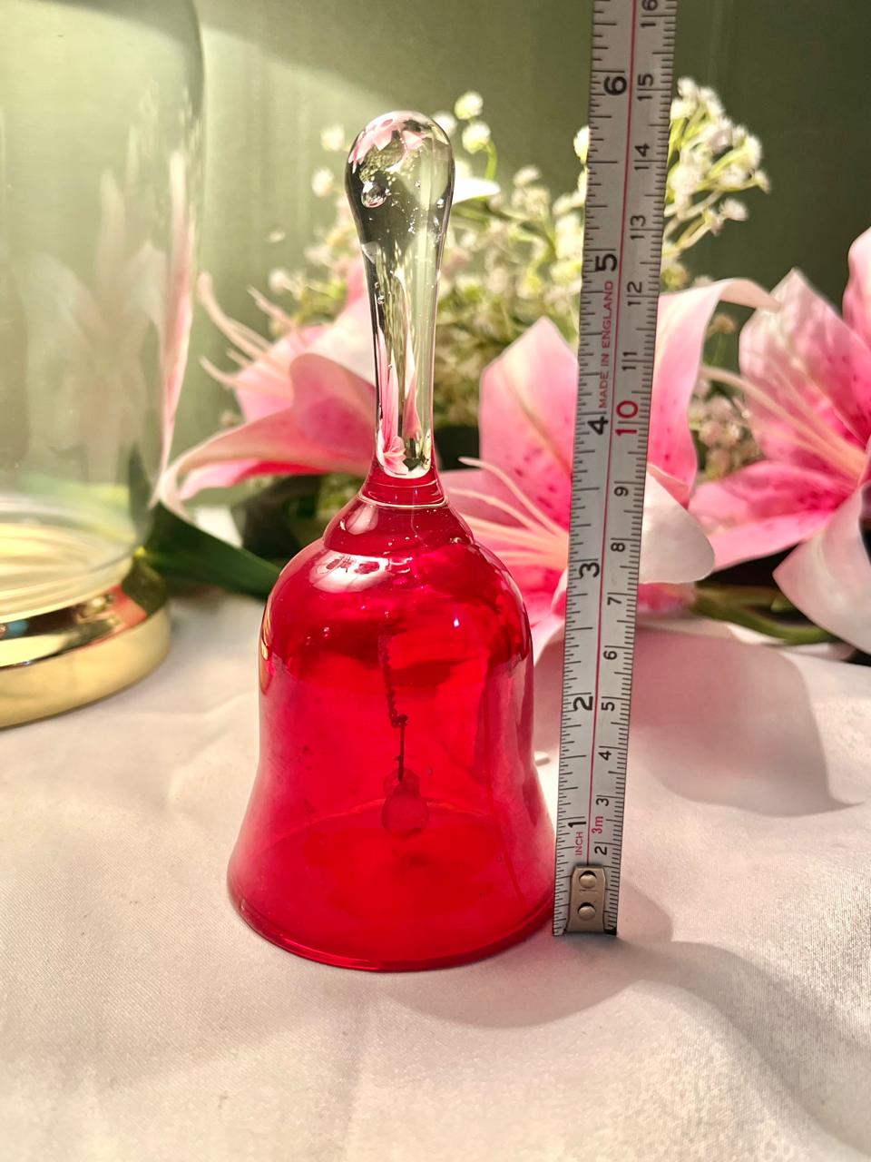 6" Red Crystal Hand Bell with Clear Handle