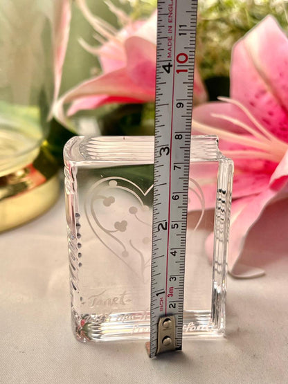 3.25" Clear Crystal Heart Etched Paper weight Decorative Book