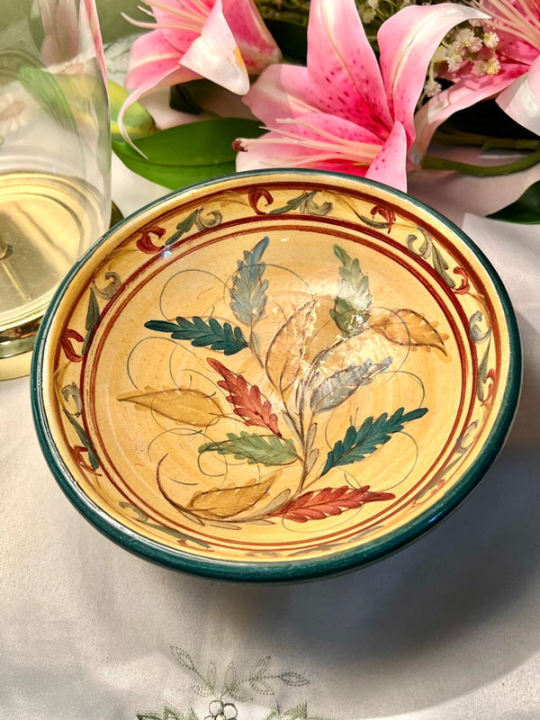 Hand Painted Made in England Botanical Ceramic Serving Bowl, 1-Piece, 7 in