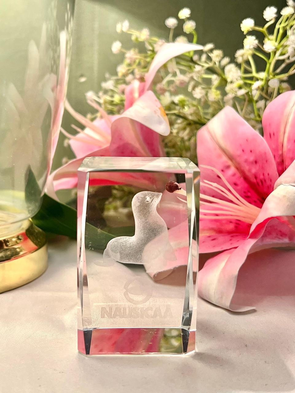 Clear Crystal Sea Lion Paper weight Decorative Block