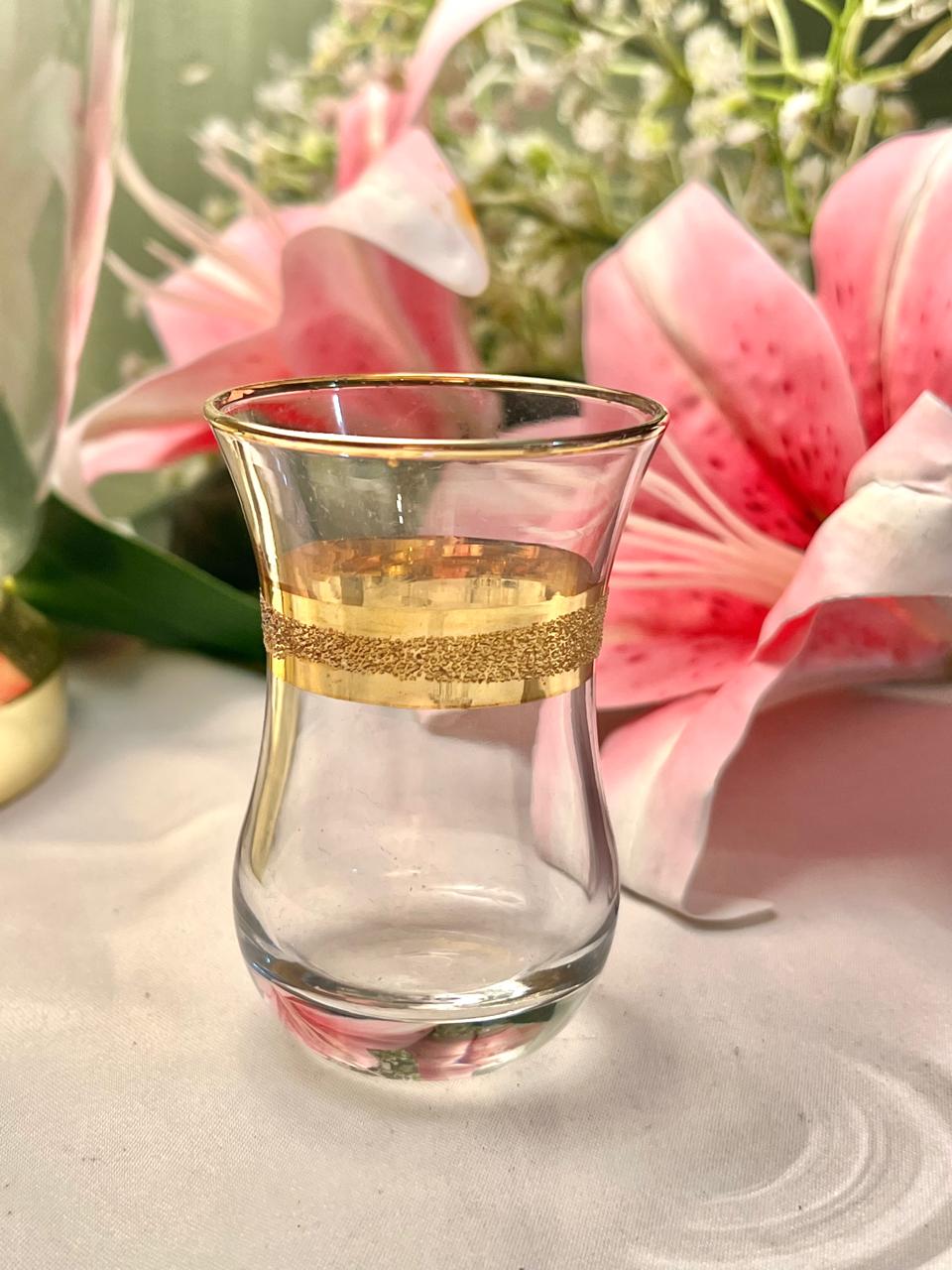 3.25" Clear Crystal Tumbler with Gold Band Detail