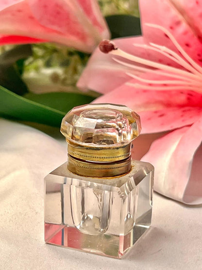 2.25" Clear Crystal Mini Inkwell with Hinged Lid
