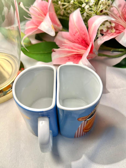 Hand Painted Dubai Camel Ceramic Mug Set, Blue & Orange, 2-Piece, 4 in