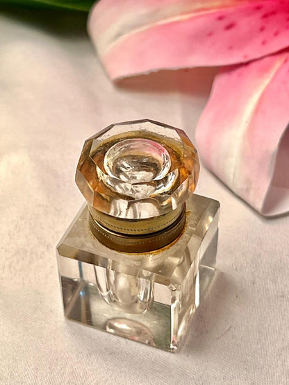 2.25" Clear Crystal Mini Inkwell with Hinged Lid